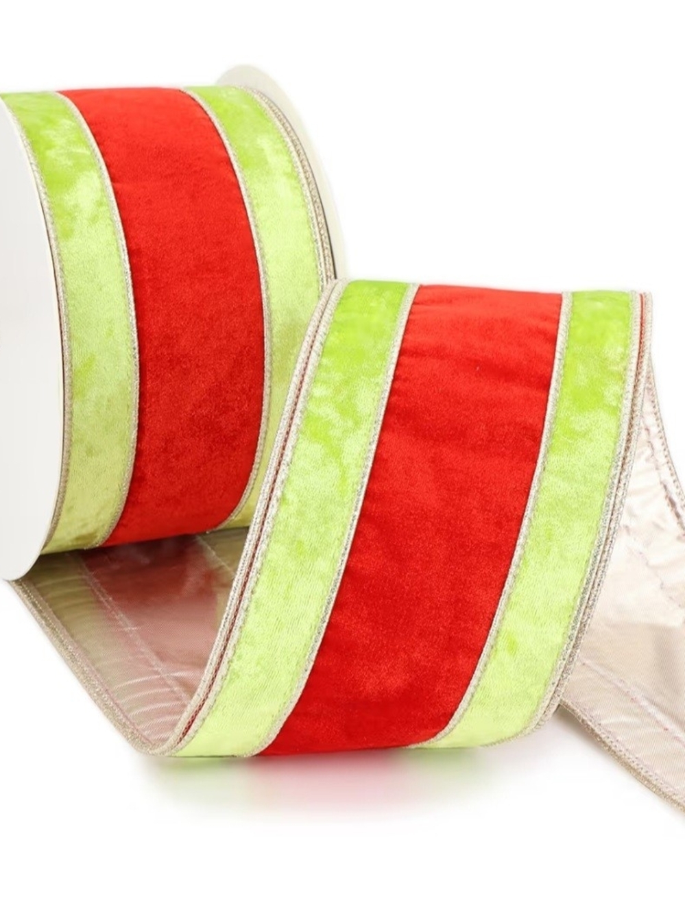 Festive Red and Lime Velvet Holiday Ribbon. 10 yards. NWT.